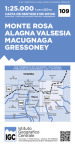 Carta n. 109 Monte Rosa, Alagna Valsesia, Macugnaga, Gressoney 1:25.000. Carta dei sentieri e dei rifugi
